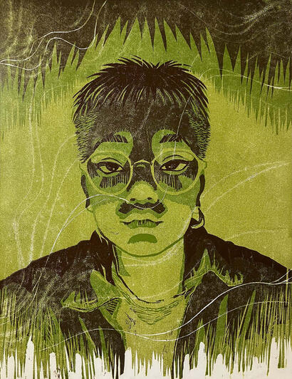 "You Tell Me" Woodblock print, 2024.