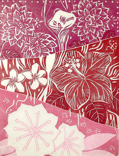 &quot;Origin.&quot; Woodblock print, 2024.