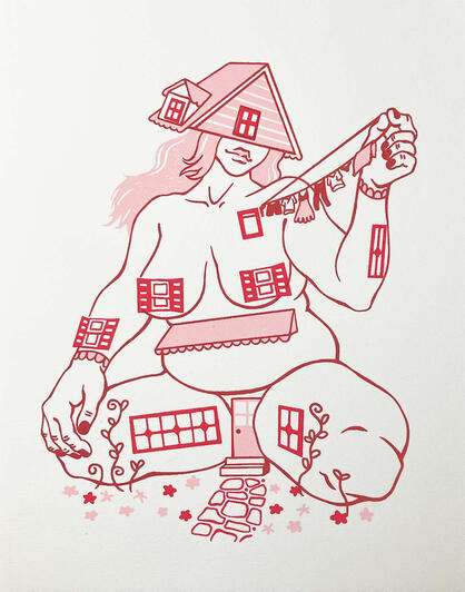 &quot;House Woman.&quot; Silkscreen print, 2024.