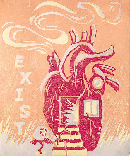 "Ebb and Flow." Woodblock print, 2024.